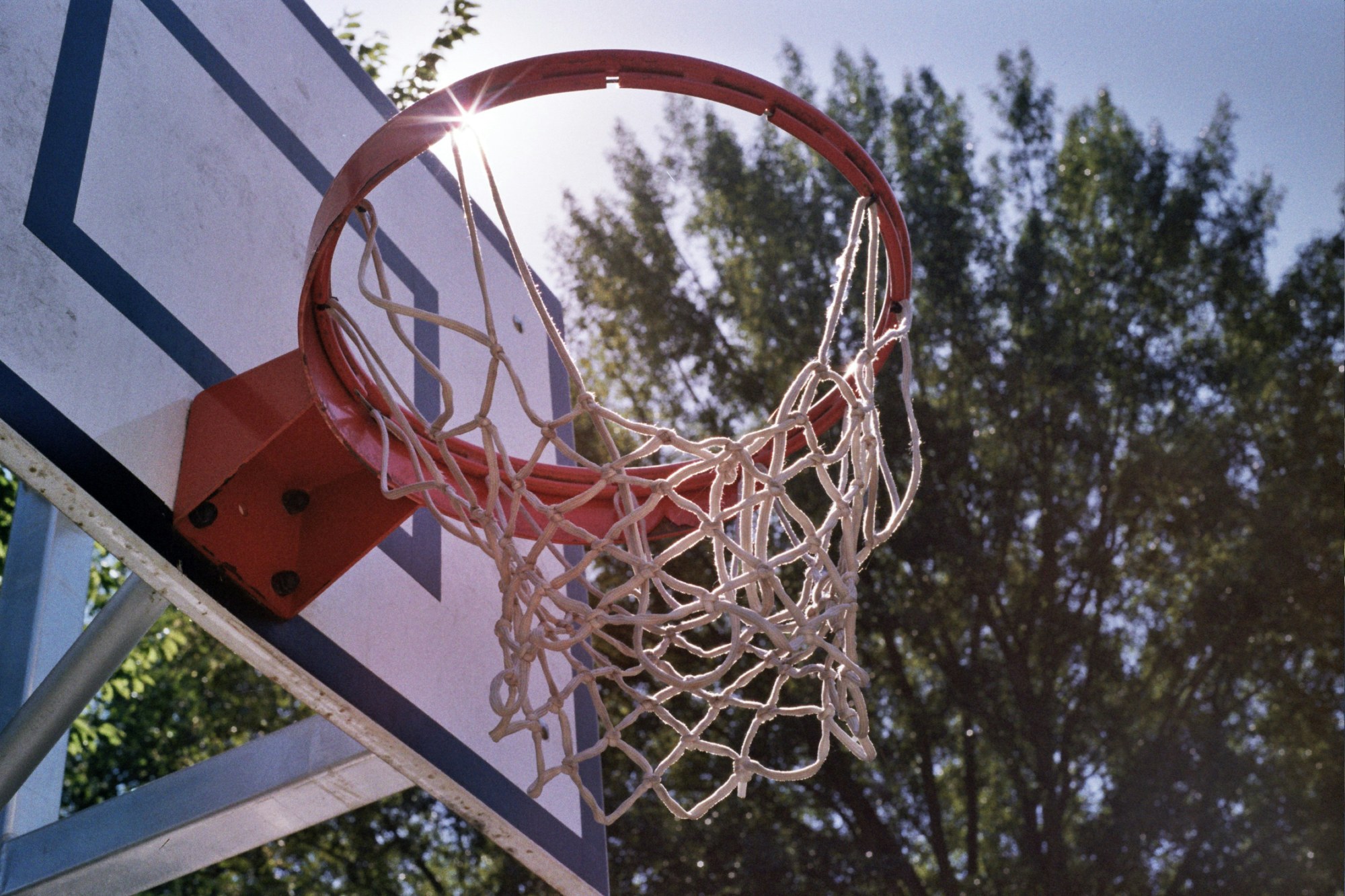 Basketball hoop in the sun