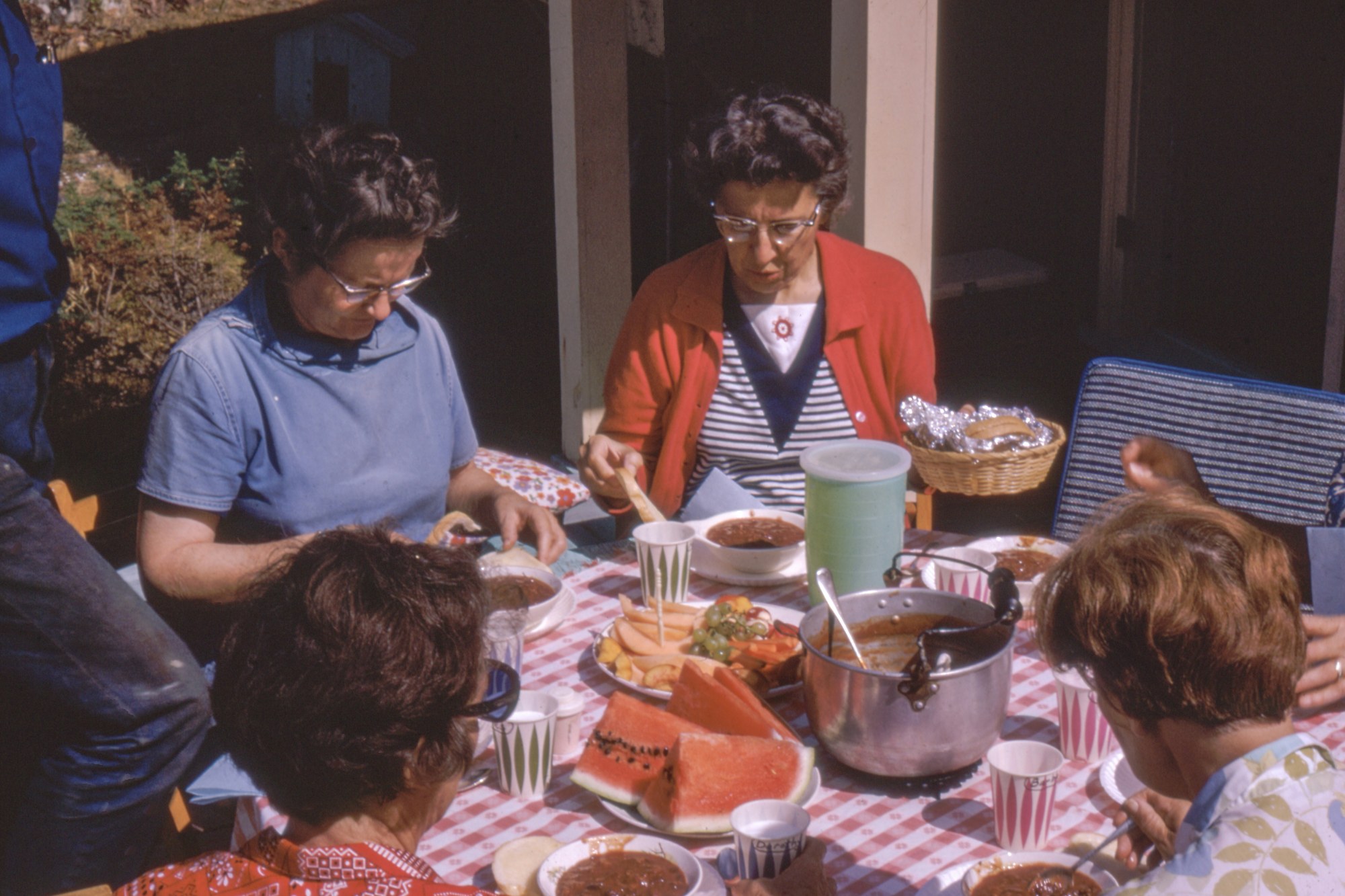 Table full of food outdoors