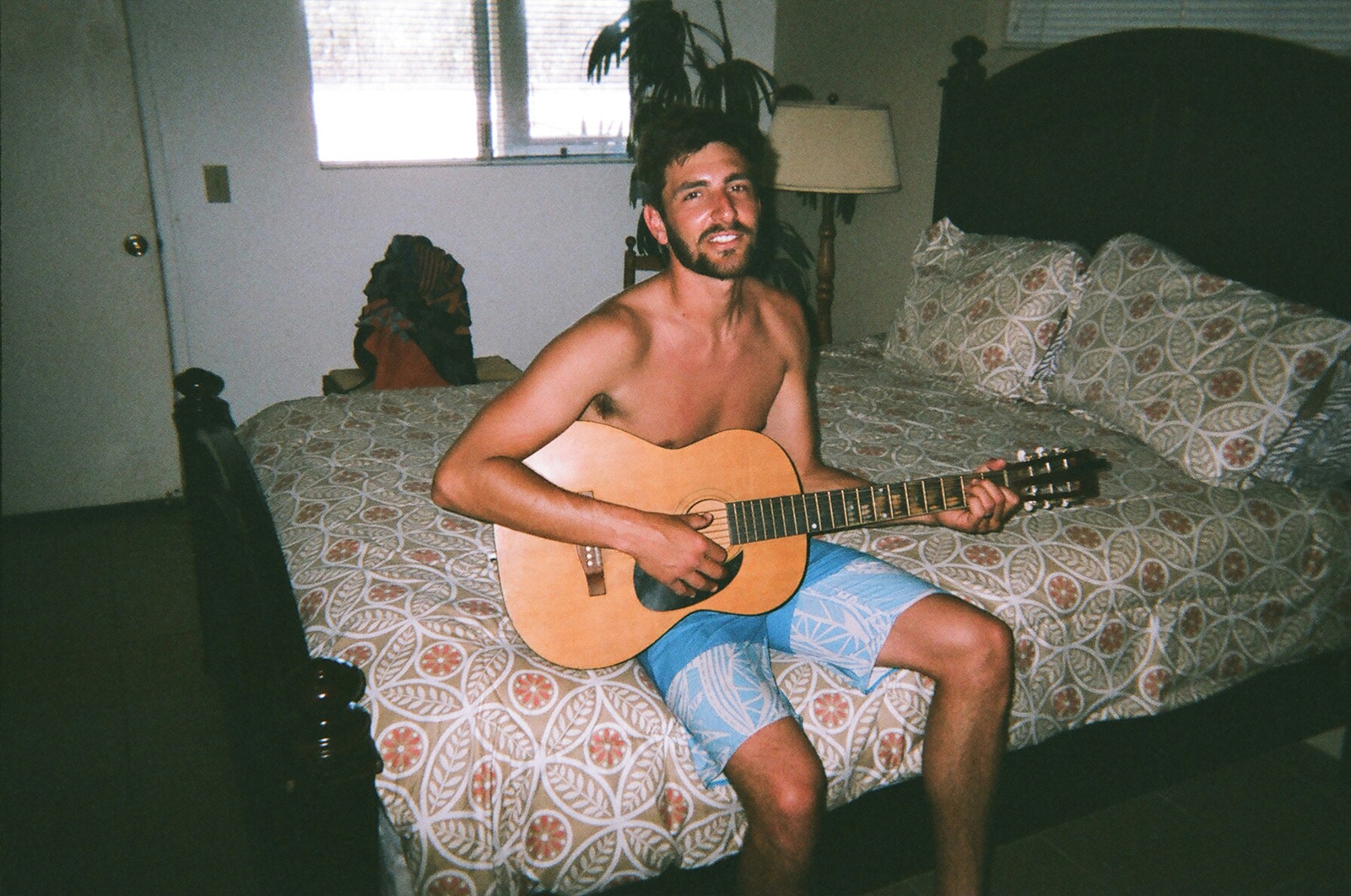 Playing guitar