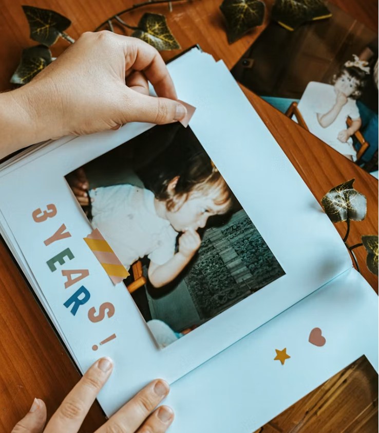 Scrapbook page of photos