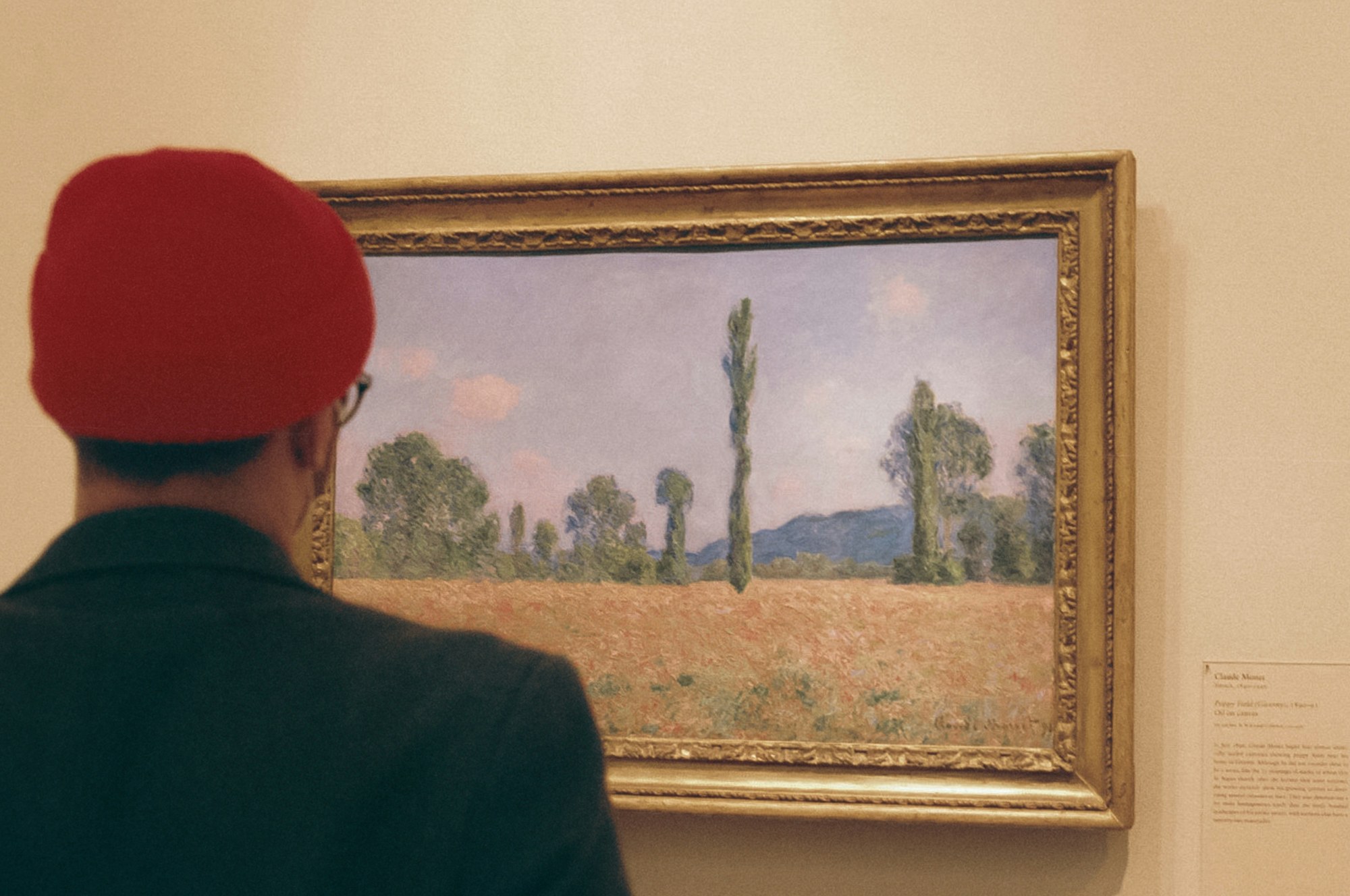 Looking at a painting in a museum